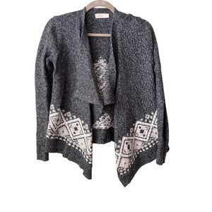 Hollister‎ Women's Gray Aztec Fair Isle Open Front Cardigan Sweater Size S